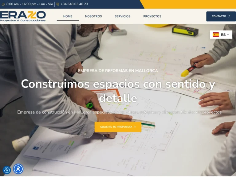 Captura de la web de Erazo Proyectos