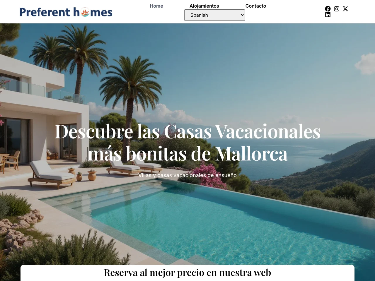 Captura de la web de Preferent Homes