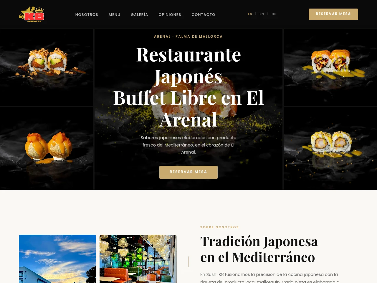 Captura de la web de Sushi K8