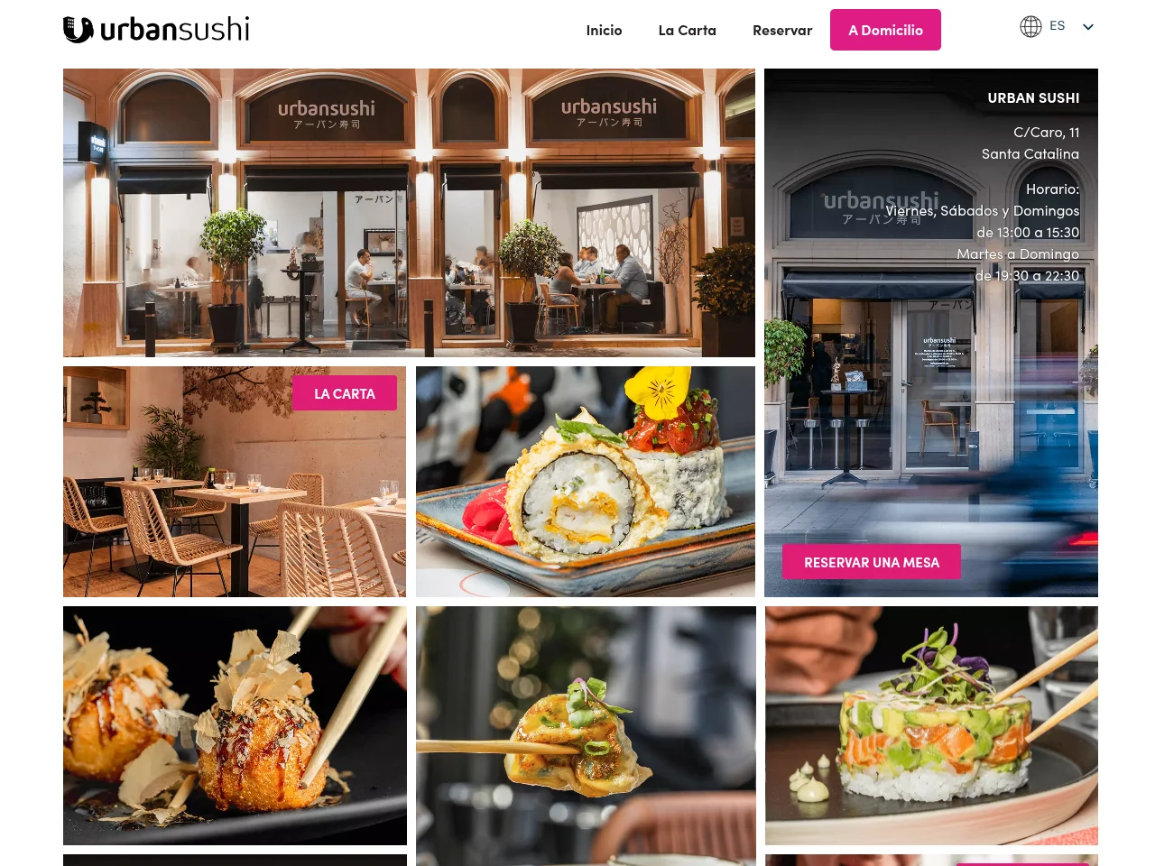 Captura de la web de Urban Sushi